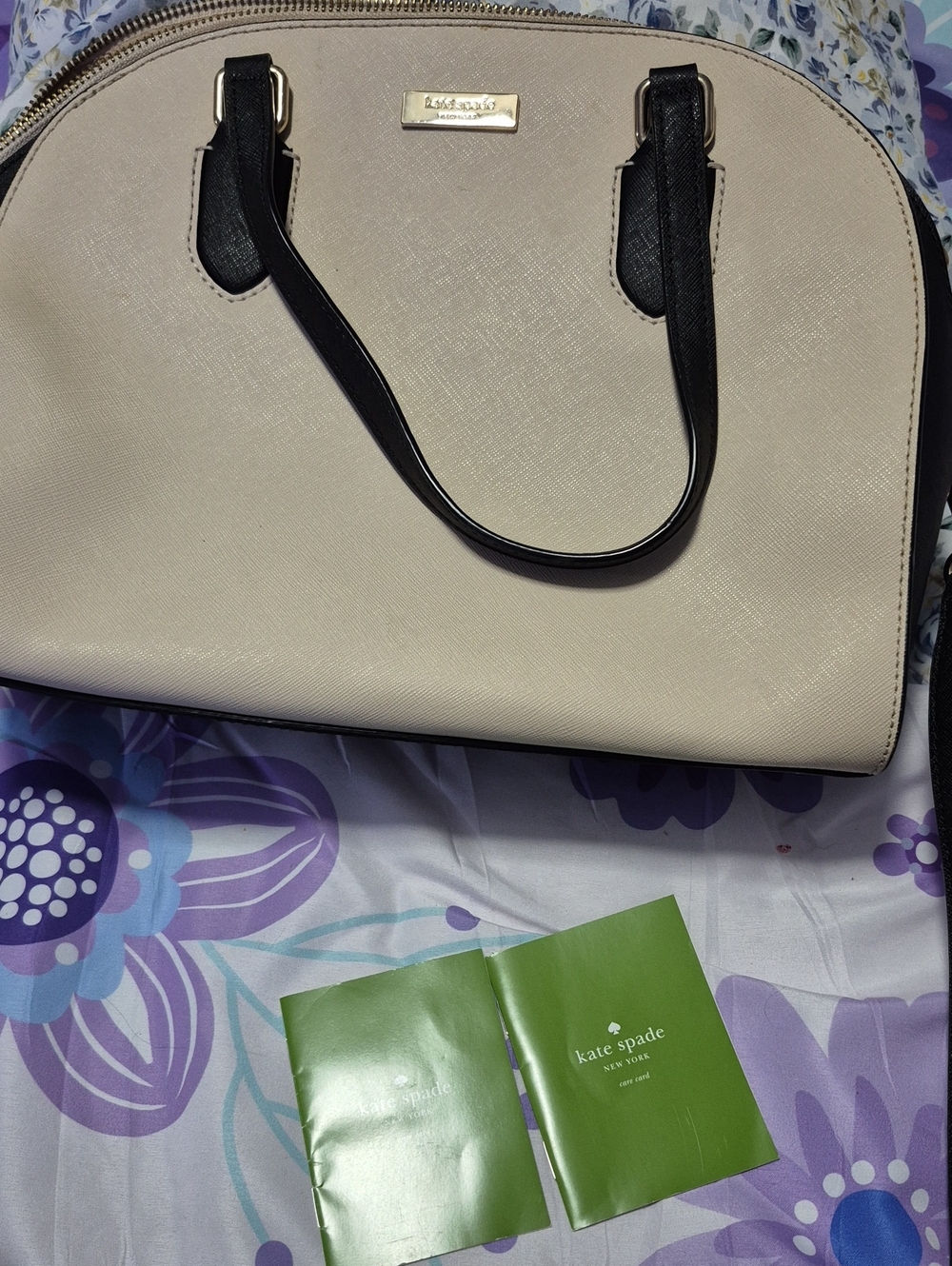 kate spade Two-Tone Cream and Black Dome Satchel